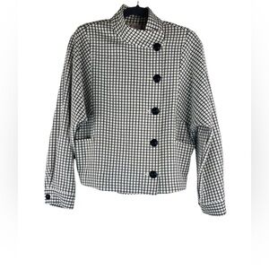 Cabi Windowpane Jacket Blazer White Black Size S